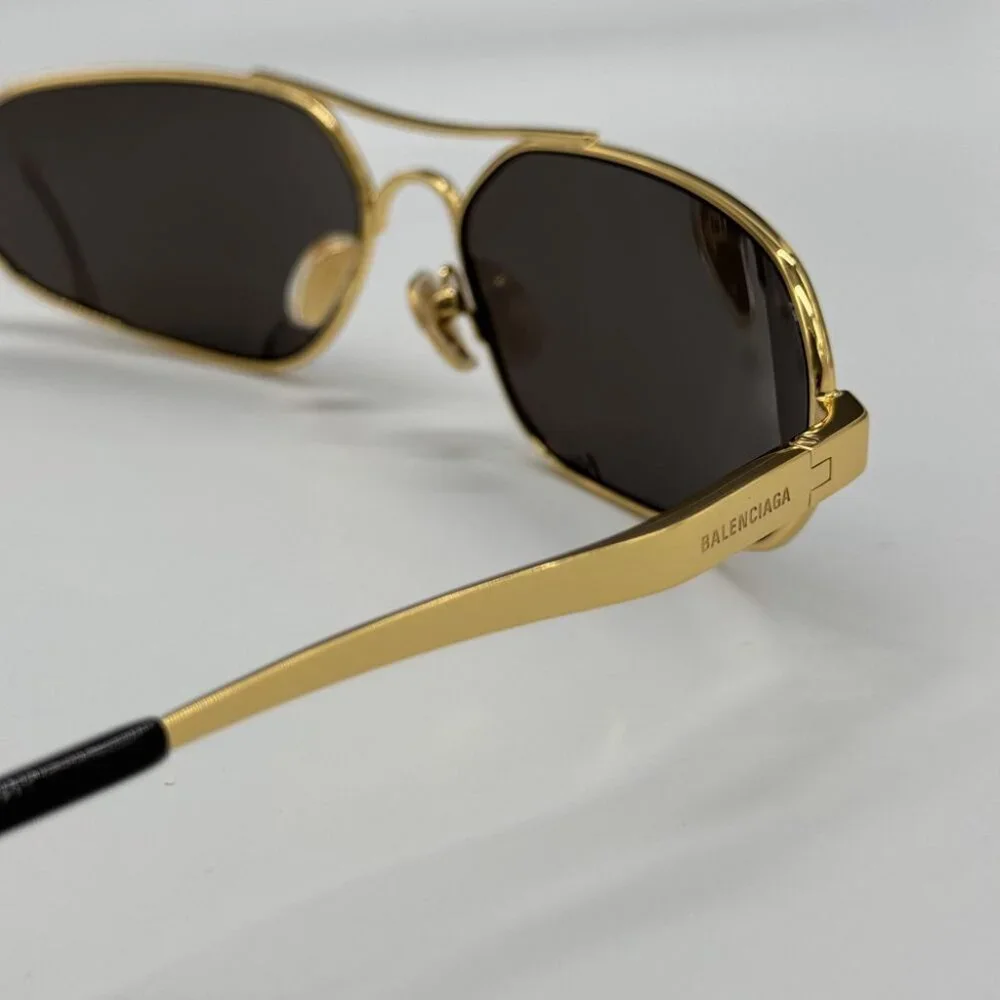NEW BB0227S 001 BALENCIAGA DARK GOLD/GREY MEN BALENCIAGA SUNGLASSES - Picture 9 of 13